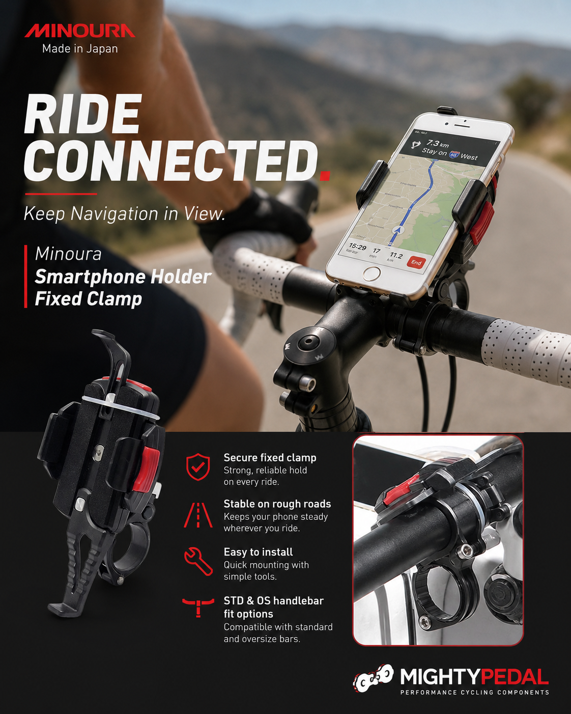 Minoura Smartphone Holder Fixed Clamp