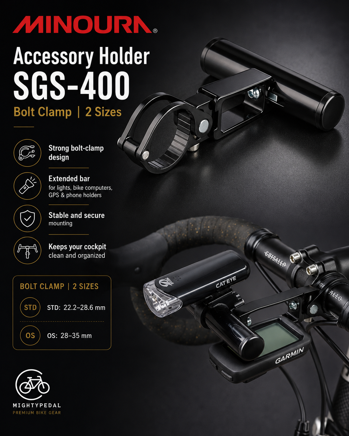 Minoura Accessory Holder SGS-400 Bolt Clamp  (2 size)