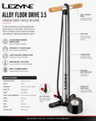 Lezyne Alloy Floor Drive 3.5 Bicycle Pump