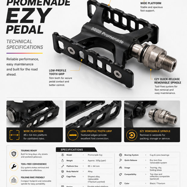 MKS Promenade Ezy(OneSide), LH-Ezy, Black Pedal