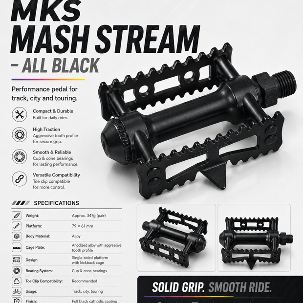 MKS Mash Stream - All Black, Pair Pedal