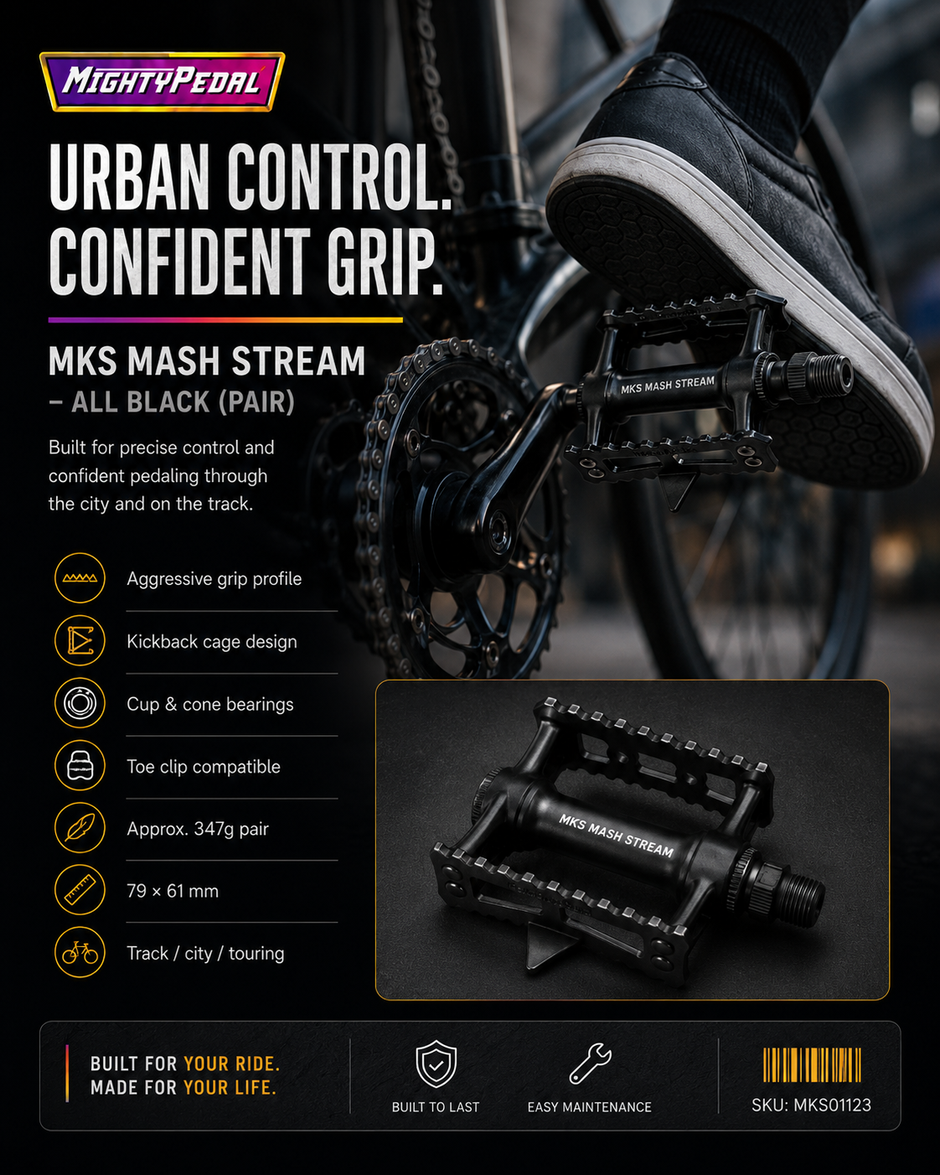 MKS Mash Stream - All Black, Pair Pedal