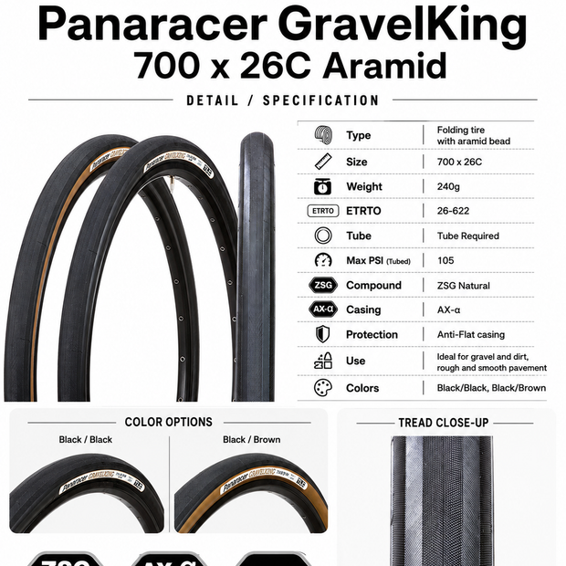 Panaracer GravelKing 700 x 26C Aramid