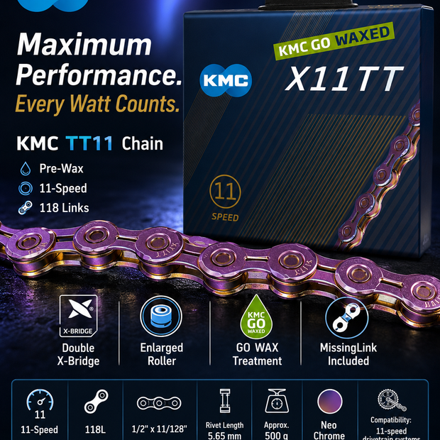 KMC TT11 Chain (Pre-Wax), 11spd, 118L