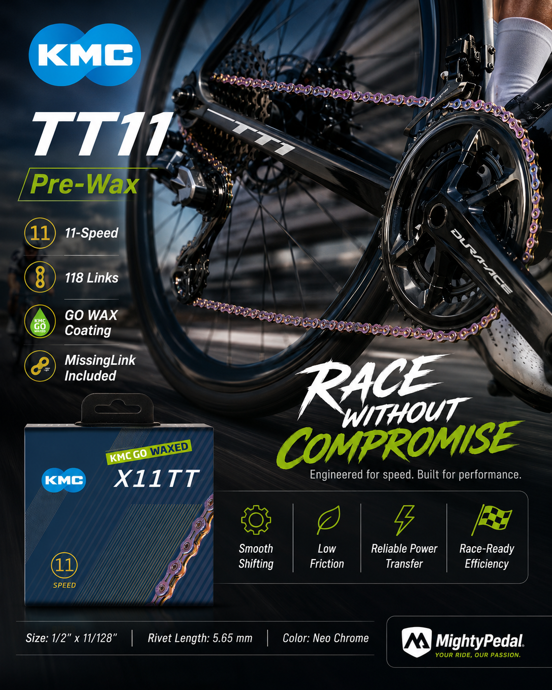 KMC TT11 Chain (Pre-Wax), 11spd, 118L