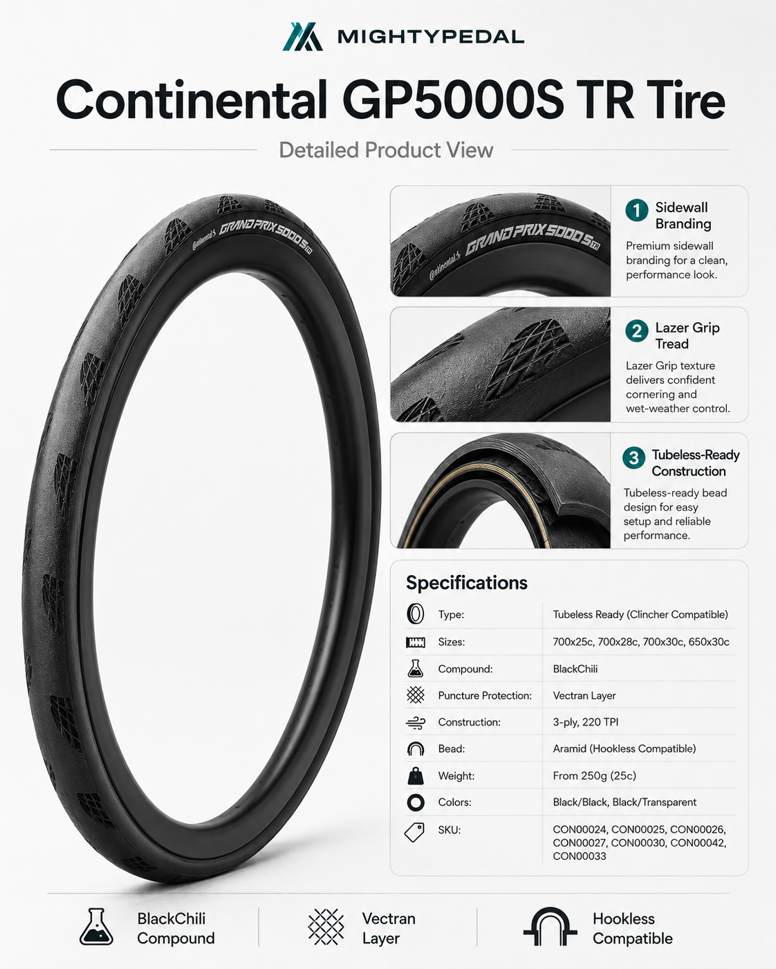Continental GP5000S TR Tubeless Ready Tire
