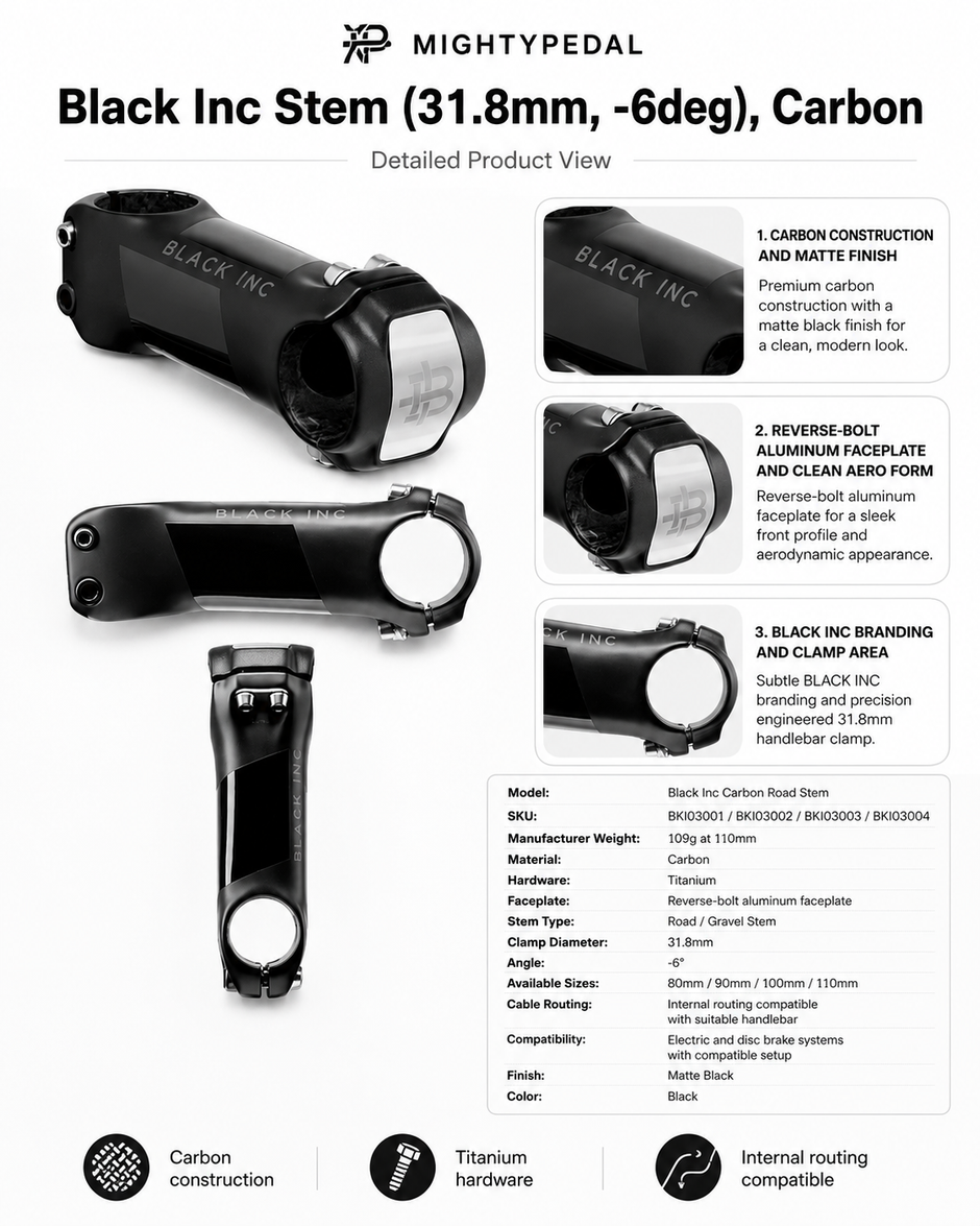 Black Inc Carbon Road Stem 31.8mm