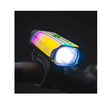 Lezyne Hecto Drive 500XL front bike light in rainbow finish, mounted on the handlebar, with bright LED light for improved road visibility.
