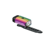 Lezyne Hecto Drive 500XL front bike light in a stunning rainbow finish, featuring a powerful LED and secure mounting strap for enhanced visibility.