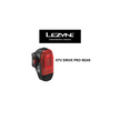 Image showing the Lezyne KTV Drive Pro rear bike light with wide-angle optics and Lezyne logo. The light features a red LED and is designed for increased visibility.
