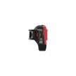 Side view of the Lezyne KTV rear bike light, showing the red light and strap, emphasizing its wide-angle optics for enhanced visibility.