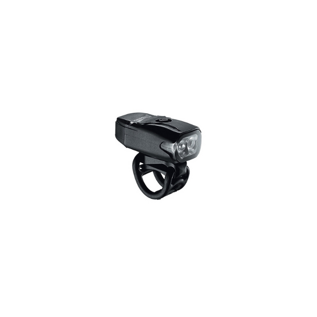 Lezyne compact LED front bike light with a simple design, featuring two bright LEDs for enhanced visibility, mounted on a bike handlebar.