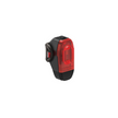 Lezyne LED rear bike light with a sleek and compact design, showcasing the red light and easy mounting for better visibility on the road.