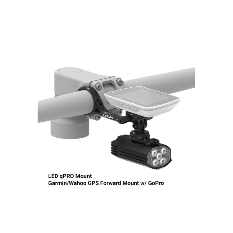 Lezyne LED qPRO Mount for securely attaching Garmin/Wahoo GPS and GoPro devices on bike handlebars.