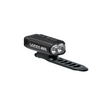 Lezyne Micro Drive 600XL front bike light with dual LEDs, compact design, and secure mounting strap for high visibility.