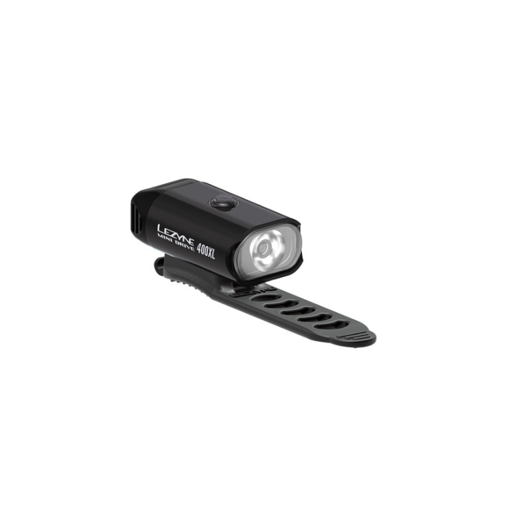 Lezyne Mini Drive 400XL front bike light, compact design with powerful LED for high visibility and safety.