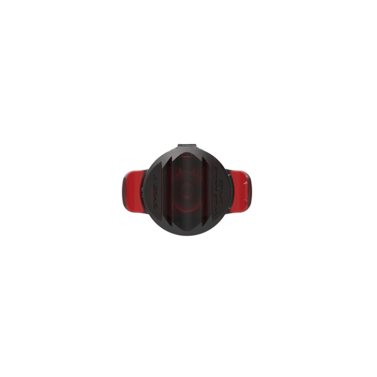 Lezyne compact rear bike light with red LED and secure attachment for visibility during cycling, designed for a sleek fit.