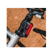 Lezyne Strip 150 rear bike light mounted on the seat post, showcasing red LED lights with alert mode for added visibility.