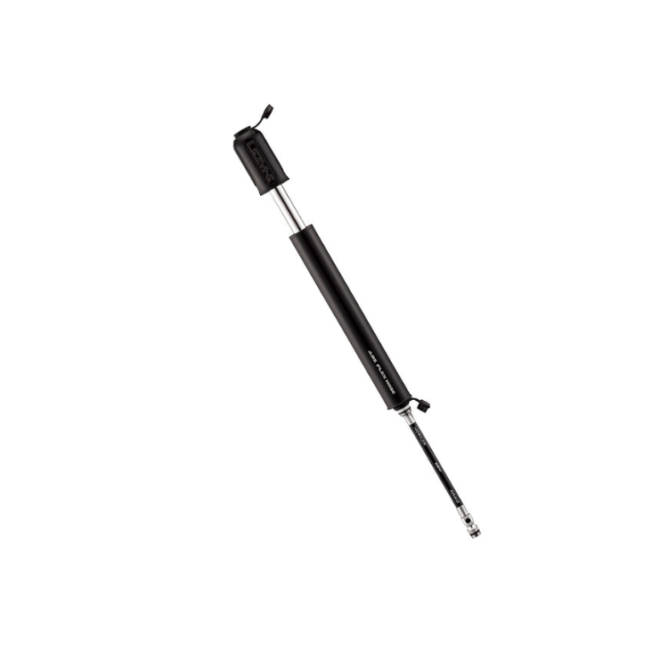 Lezyne ABS Flex Hose Mini Bike Pump with a built-in gauge for accurate tire inflation.