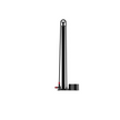 Straight-on front view of Lezyne black floor pump with analog gauge at the base