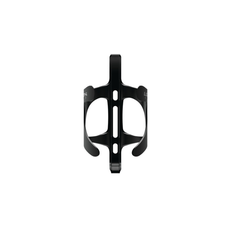 Frontal view of Lezyne bottle cage showing dual mounting slots and minimalist design.