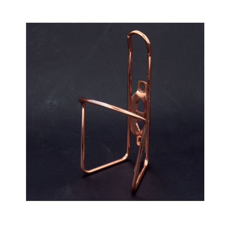 Durable Lezyne rose gold bottle cage with stylish CNC-machined design.