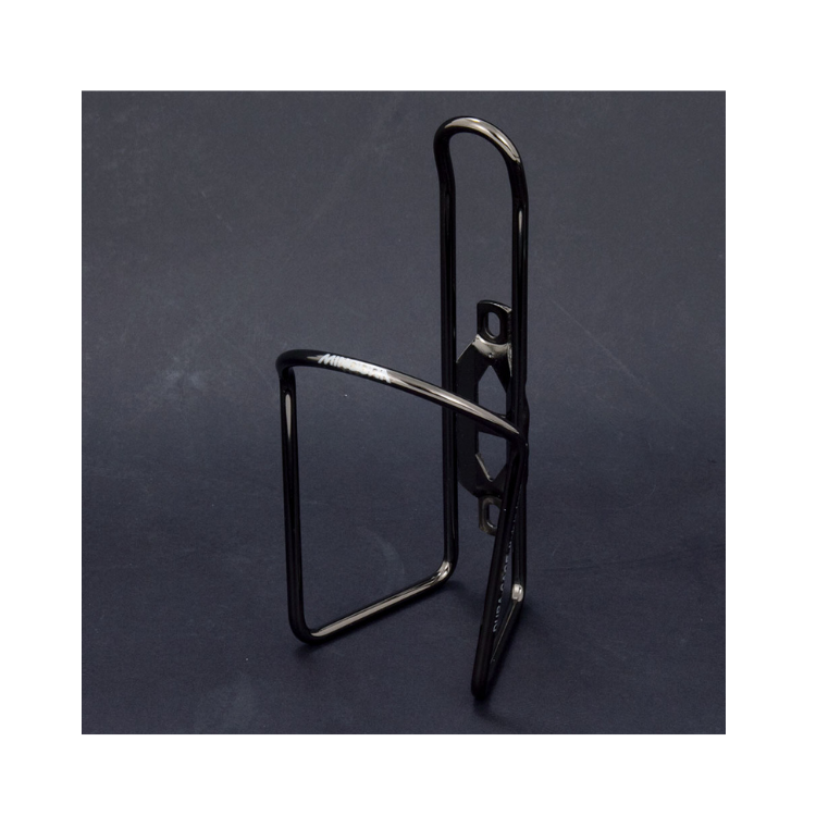 Glossy black Lezyne CNC bottle cage displayed against a dark background.