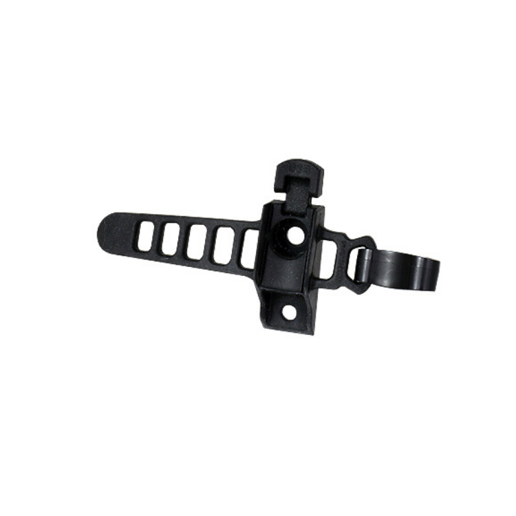Black Lezyne adjustable composite mount with strap for securely attaching LED bike lights to handlebars
