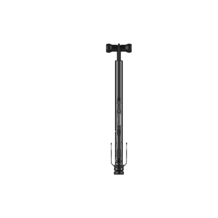 Straight front-facing view of Lezyne digital floor pump with T-handle and integrated digital gauge.