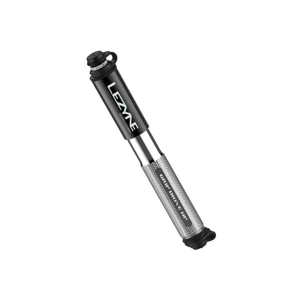 Sleek silver Lezyne Grip Drive HP mini hand pump featuring a textured knurled grip for added control.