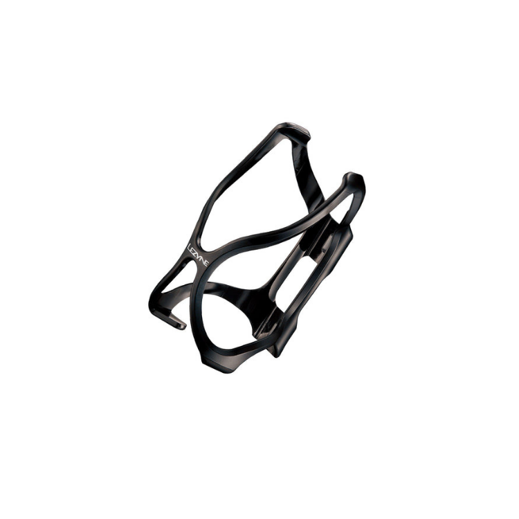 Sleek black Lezyne bottle cage designed for secure hydration on rides