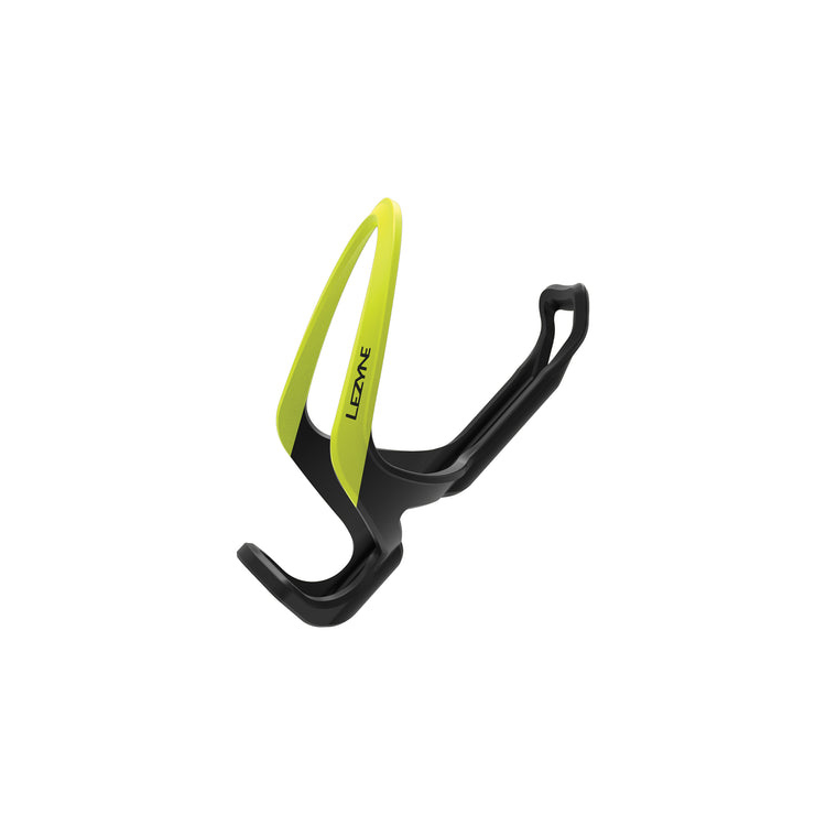 High-grip Lezyne bottle cage with black and neon yellow design for standout performance.