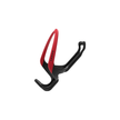 Lightweight red and black Lezyne bottle cage designed for secure bottle retention and a bold finish.