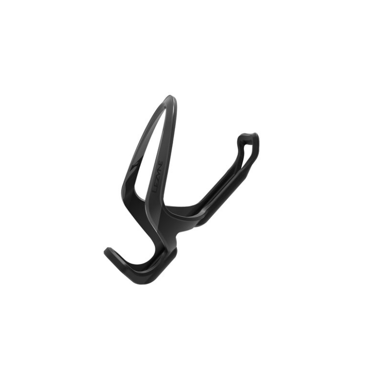 Sleek all-black Lezyne bottle cage offering lightweight and firm bottle retention.