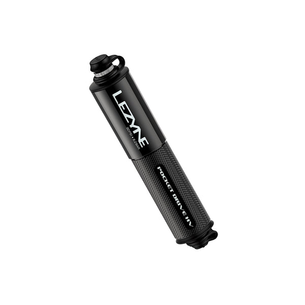 Lezyne Pocket Drive HV compact bike pump with ergonomic design, ABS flex hose, and high-volume inflation for easy tire maintenance on the go.