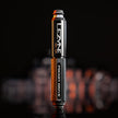 Close-up studio photo of Lezyne Pocket Drive mini pump with reflective black and silver finish.