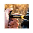 Rider tightening bicycle stem bolt with Lezyne Pocket Torque Drive tool.