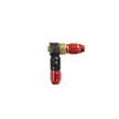 Lezyne ABS Flip Chuck adapter in black, red, and gold, designed for Presta and Schrader valves