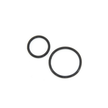 Two black Lezyne rubber O-rings in small and large sizes used for mounting LED bike lights securely to handlebars