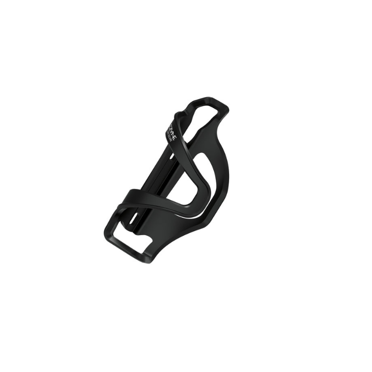 Black Lezyne side load bottle cage offering left-hand access for cyclists.