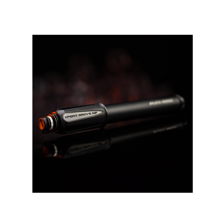 Close-up of Lezyne Sport Drive HP hand pump with Sport Drive HP label.