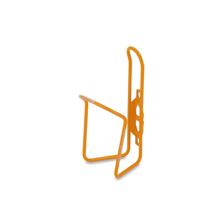 Durable Minoura bottle cage in vivid orange, perfect for secure bottle storage on your bike.