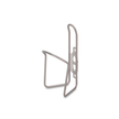 Durable matte silver Minoura bottle cage with lightweight and secure fit for cycling bottles.