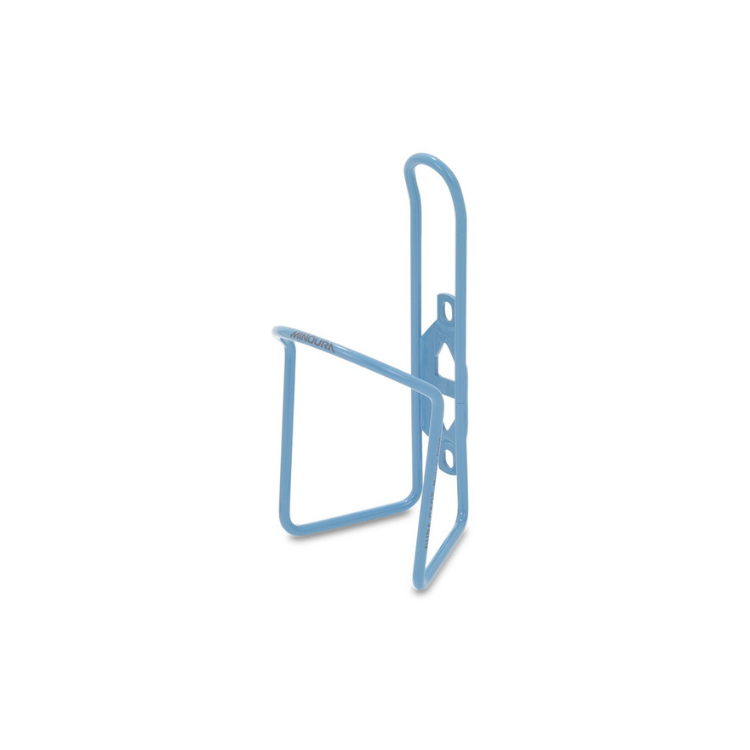 Lightweight Minoura bottle cage in sky blue, ideal for stylish hydration on the go.
