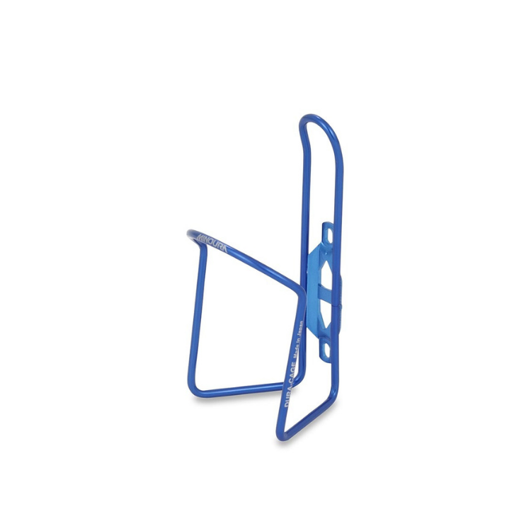 Durable Minoura bottle cage in blue, perfect for reliable bottle retention on any ride.