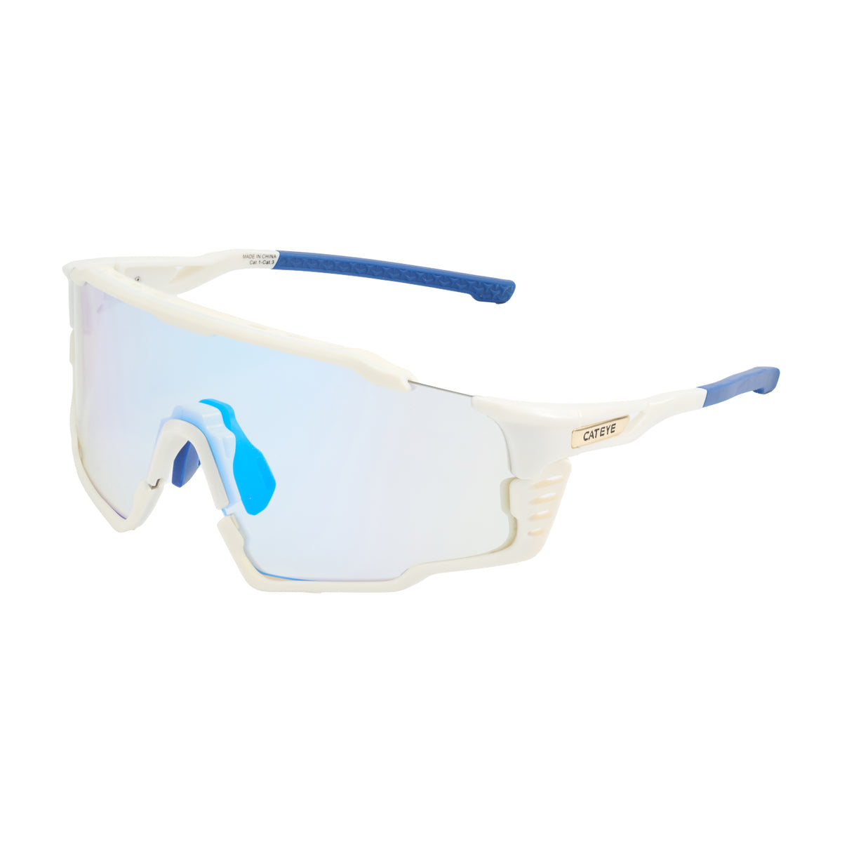 Cateye Sunglasses, Photochromic, Blue/White