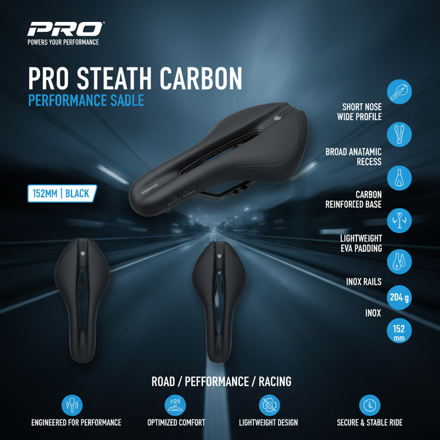 PRO Saddle, Stealth Carbon, 152mm, Black