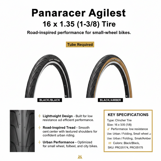 Nightrider Panaracer Agilest bicycle tire packaging with specifications and design details.