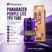 Panaracer Purple Lite TPU tube with packaging on a road bike background