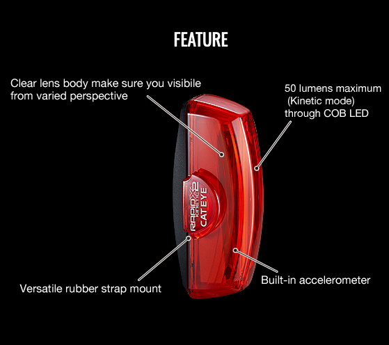 Cateye Rapid X2 Kinetic, Bicycle Rear Light